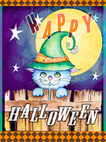 Halloween Moon Black Modern Wood Framed Art Print by Wade, Valarie