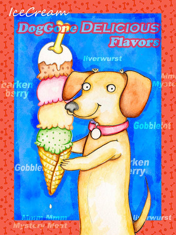 Long Dog Tall Ice Cream White Modern Wood Framed Art Print with Double Matting by Wade, Valarie