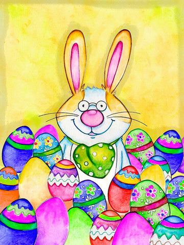 Easter Bunny Black Ornate Wood Framed Art Print with Double Matting by Wade, Valarie