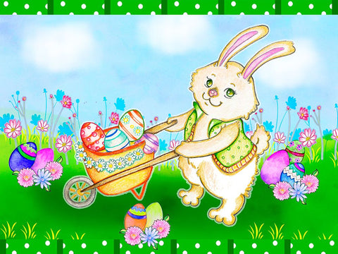 Wheelbarrow Black Ornate Wood Framed Art Print with Double Matting by Wade, Valarie