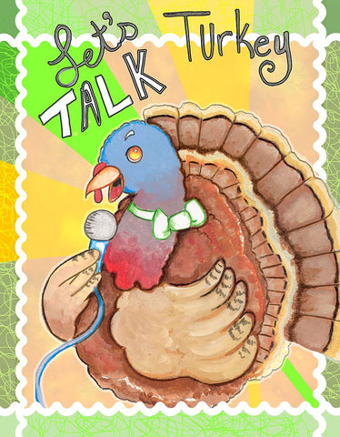 Talking Turkey Black Modern Wood Framed Art Print by Wade, Valarie