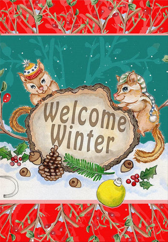 Woodland Winter Welcome Black Ornate Wood Framed Art Print with Double Matting by Wade, Valarie