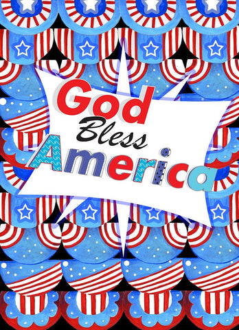 God Bless America White Modern Wood Framed Art Print with Double Matting by Wade, Valarie