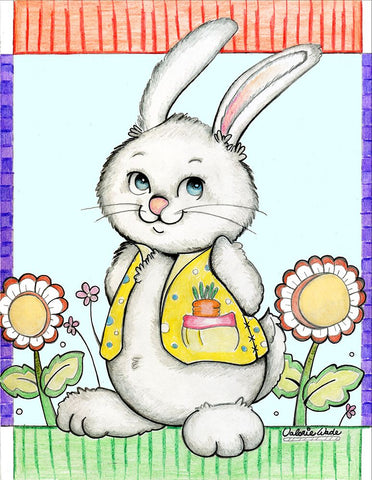 Bunny in Yellow Black Modern Wood Framed Art Print by Wade, Valarie