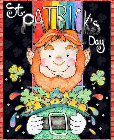 St. Patricks Day Black Modern Wood Framed Art Print by Wade, Valarie