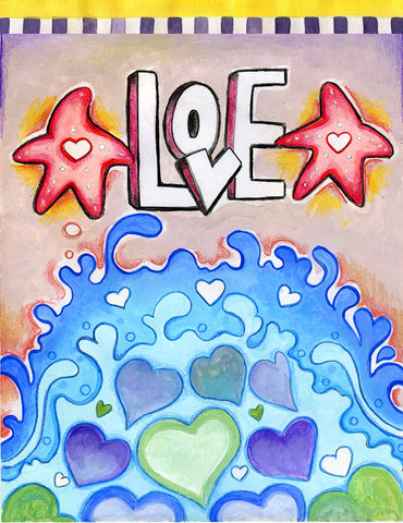 Ocean of Hearts White Modern Wood Framed Art Print with Double Matting by Wade, Valarie