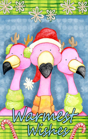 Flamingo Party White Modern Wood Framed Art Print with Double Matting by Wade, Valarie