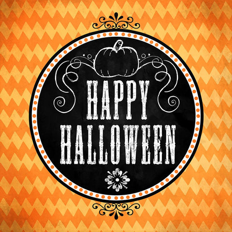 Happy Halloween Black Modern Wood Framed Art Print by Wade, Valarie