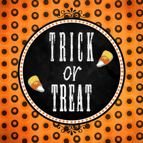 Trick Or Treat Black Modern Wood Framed Art Print by Wade, Valarie