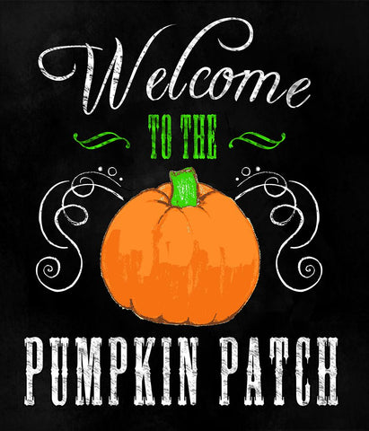 Welcome Pumpkin Patch White Modern Wood Framed Art Print with Double Matting by Wade, Valarie