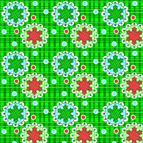 Plaid Snowflakes White Modern Wood Framed Art Print with Double Matting by Wade, Valarie