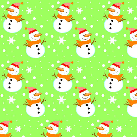 Snowman Green White Modern Wood Framed Art Print with Double Matting by Wade, Valarie