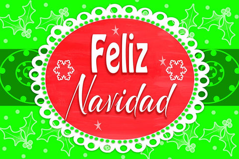 Feliz Navidad Black Ornate Wood Framed Art Print with Double Matting by Wade, Valarie