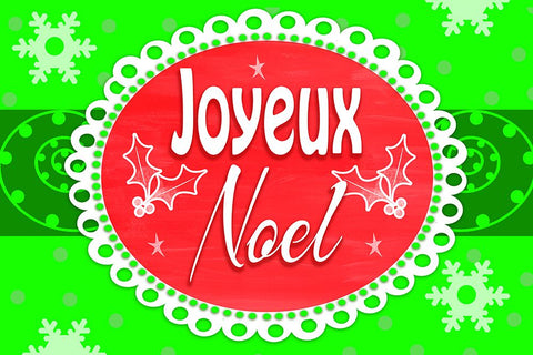 Joyeux Noel White Modern Wood Framed Art Print with Double Matting by Wade, Valarie