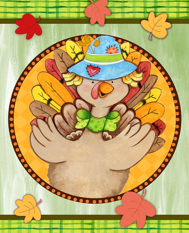 Turkey Scarecrow Black Ornate Wood Framed Art Print with Double Matting by Wade, Valarie