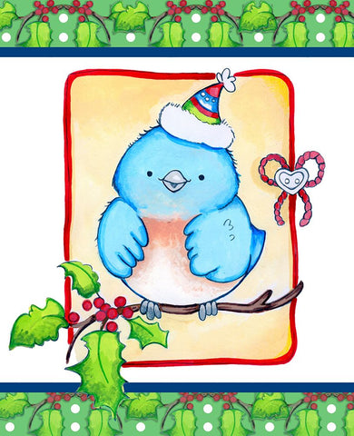 Little Jolly Birdie White Modern Wood Framed Art Print with Double Matting by Wade, Valarie