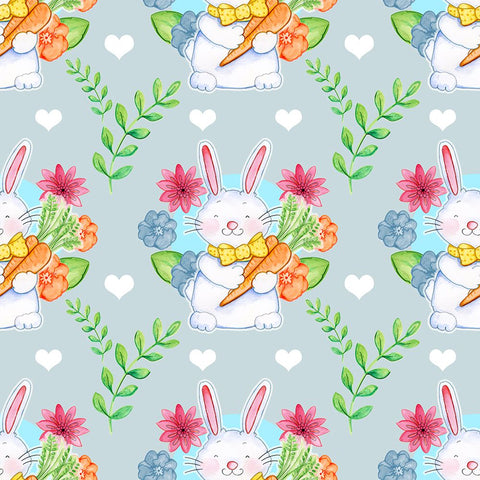 Bunnies Carrots Pattern Black Modern Wood Framed Art Print by Wade, Valarie