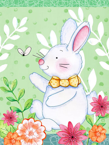 Bunny And Butter Black Ornate Wood Framed Art Print with Double Matting by Wade, Valarie