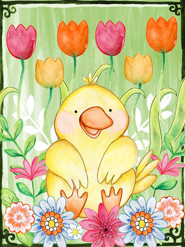 Just Duckie White Modern Wood Framed Art Print with Double Matting by Wade, Valarie