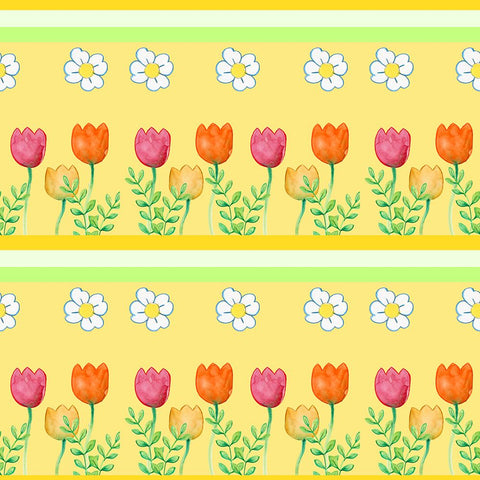 Tulip Flower Pattern Black Modern Wood Framed Art Print by Wade, Valarie