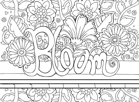 Bloom Line Art Black Ornate Wood Framed Art Print with Double Matting by Wade, Valarie