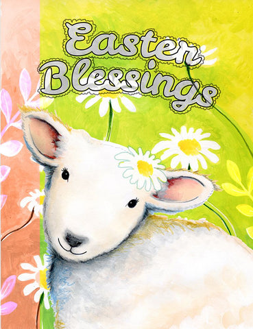 Easter Blessings White Modern Wood Framed Art Print with Double Matting by Wade, Valarie