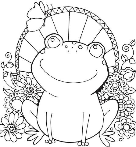 Froggie Friends Black Ornate Wood Framed Art Print with Double Matting by Wade, Valarie