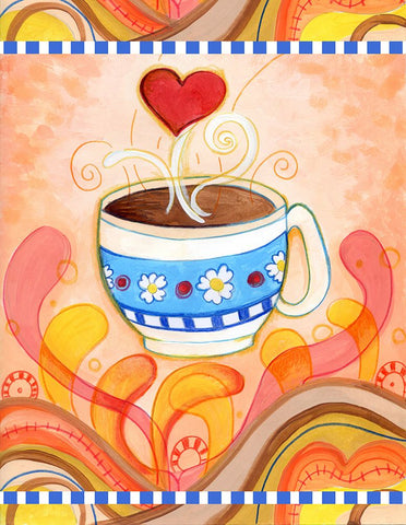 Cup Of Love Black Modern Wood Framed Art Print by Wade, Valarie