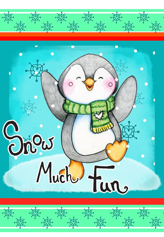 Snow Much Fun White Modern Wood Framed Art Print with Double Matting by Wade, Valarie