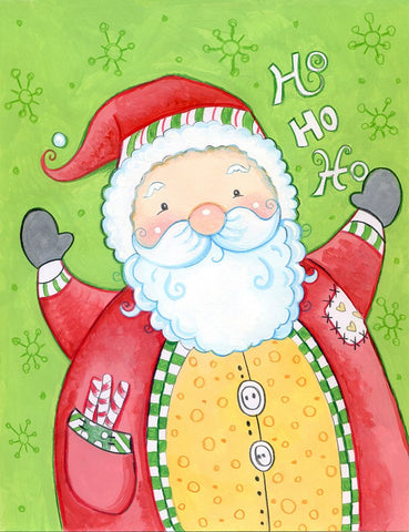 Happy Santa Black Modern Wood Framed Art Print by Wade, Valarie