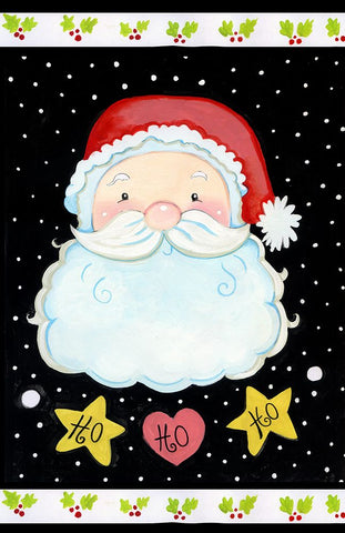 Ho Ho Santa Claus White Modern Wood Framed Art Print with Double Matting by Wade, Valarie