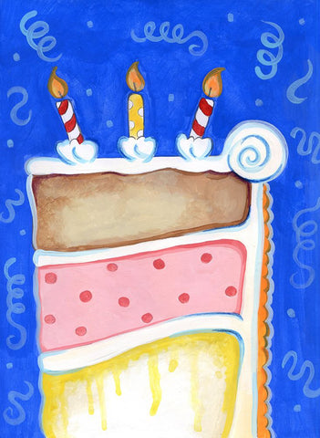 Birthday Cake Blue White Modern Wood Framed Art Print with Double Matting by Wade, Valarie