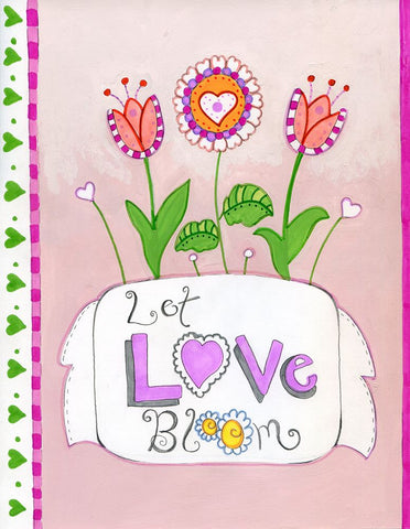 Let Love Bloom White Modern Wood Framed Art Print with Double Matting by Wade, Valarie