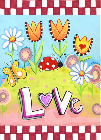 Love Bug White Modern Wood Framed Art Print with Double Matting by Wade, Valarie
