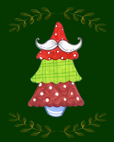 Oh Moustache Tree White Modern Wood Framed Art Print with Double Matting by Wade, Valarie