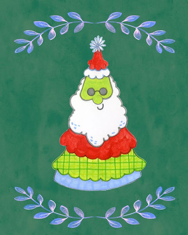 Oh Santa Tree White Modern Wood Framed Art Print with Double Matting by Wade, Valarie