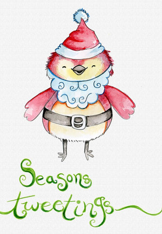 Santa Tweet Black Ornate Wood Framed Art Print with Double Matting by Wade, Valarie