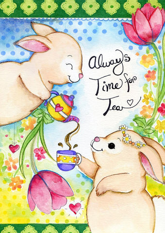 Time for Tea White Modern Wood Framed Art Print with Double Matting by Wade, Valarie