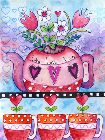 Love You Tea Black Ornate Wood Framed Art Print with Double Matting by Wade, Valarie