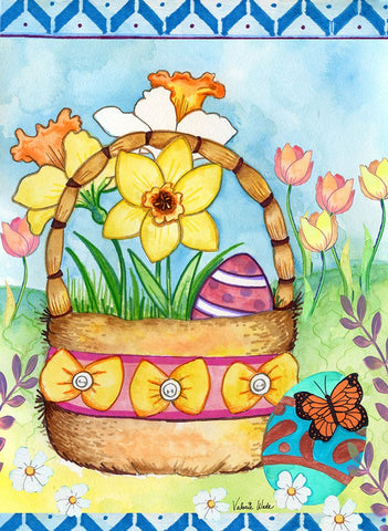 Basket White Modern Wood Framed Art Print with Double Matting by Wade, Valarie