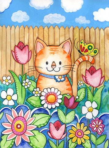 Flower Garden White Modern Wood Framed Art Print with Double Matting by Wade, Valarie