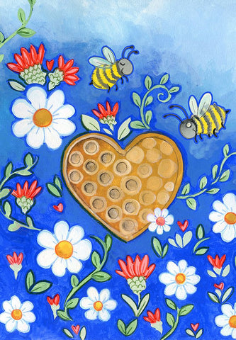 Happy Bees Black Ornate Wood Framed Art Print with Double Matting by Wade, Valarie