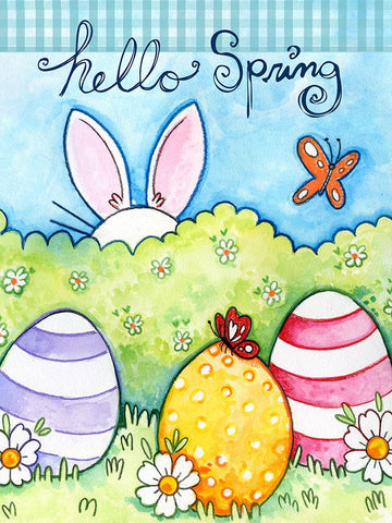 Hello Spring 2 Black Modern Wood Framed Art Print by Wade, Valarie