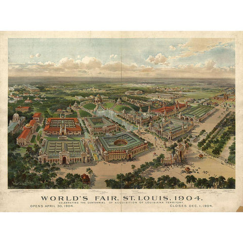 St Louis Worlds Fair White Modern Wood Framed Art Print by Vintage Apple Collection