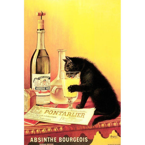 Absinthe Bourgeois Gold Ornate Wood Framed Art Print with Double Matting by Vintage Apple Collection