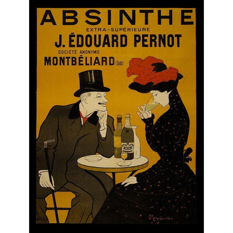 Absinthe-Pernot Black Modern Wood Framed Art Print with Double Matting by Vintage Apple Collection