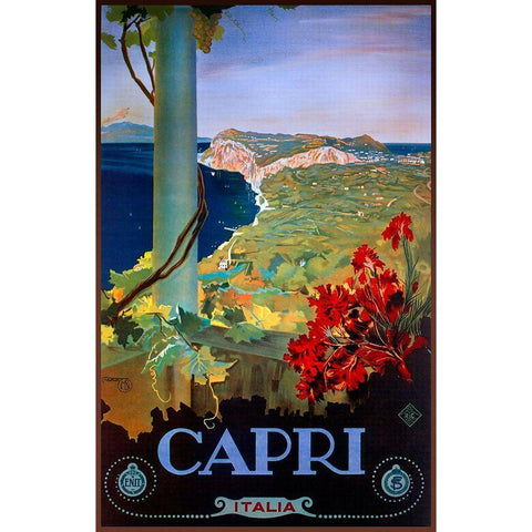 Capri Italia Gold Ornate Wood Framed Art Print with Double Matting by Vintage Apple Collection