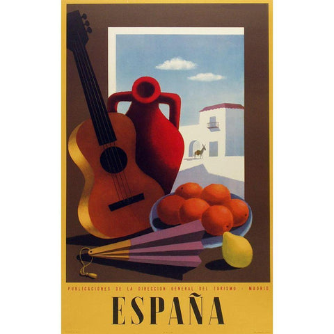Espana White Modern Wood Framed Art Print by Vintage Apple Collection