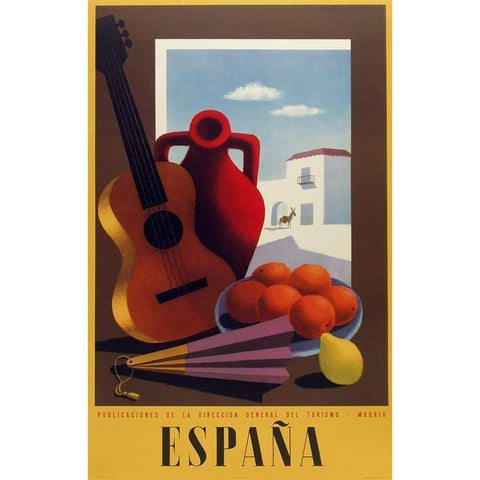 Espana Black Modern Wood Framed Art Print with Double Matting by Vintage Apple Collection