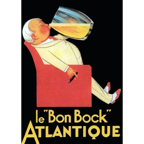 Le Bon Bock Atlantique Gold Ornate Wood Framed Art Print with Double Matting by Vintage Apple Collection